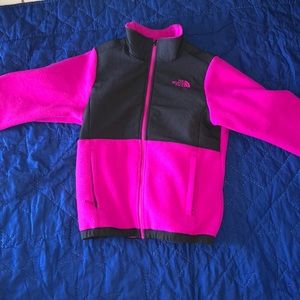 Girls pink north face fleece jacket
